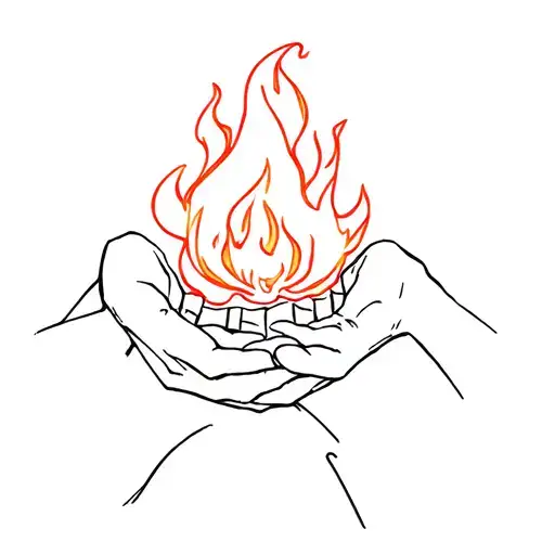 line art tattoo of calcifer being held in Sophie's hands from Howl's moving Castle  tattoo design idea