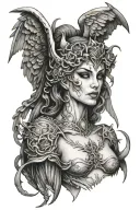 Fallen angel half demon tattoo design idea