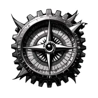 3rd Eye compass horizontal Turbo charged 3D gear tattoo design idea