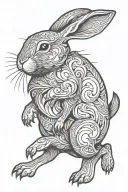 fine line simple jumping rabbit tattoo design idea