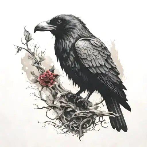 merged raven and wolf tattoo design idea