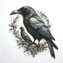 merged raven and wolf tattoo design idea