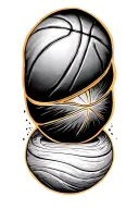 basketball, mindfulness golden spiral tattoo design idea