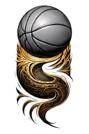 basketball, mindfulness golden spiral tattoo design idea