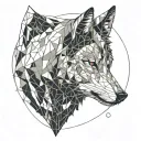wolf, aquarium   fine line tattoo design idea
