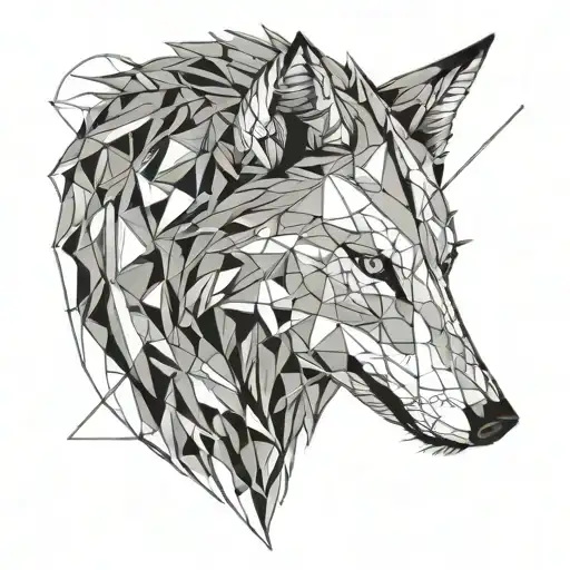 wolf, aquarium   fine line tattoo design idea