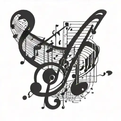 Incorporate musical notes and a graph representing economic growth in a unique design tattoo design idea
