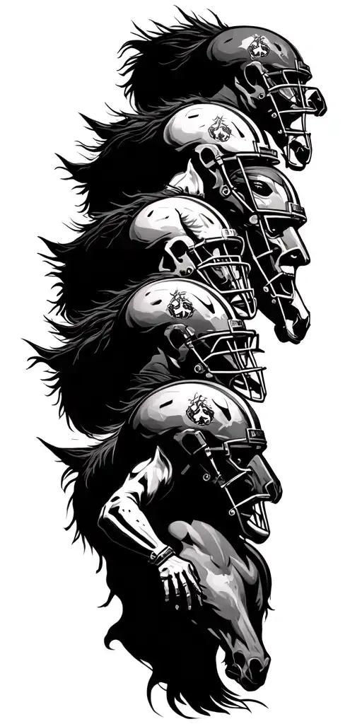 four horseman of the apocalypse riders are ghostly football players tattoo design idea