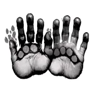 two child hand print with dog paw print tattoo design idea