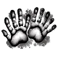 two child hand print with dog paw print tattoo design idea