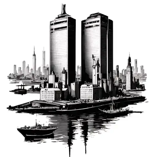 twin towers tattoo design idea