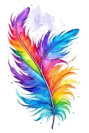 Rainbow Feather tattoo design idea