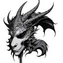 Gemini zodiac demon mask tattoo design idea