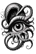 swirly tentacles eyeball tattoo design idea