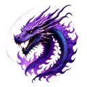 dragon purple flames mystical tattoo design idea