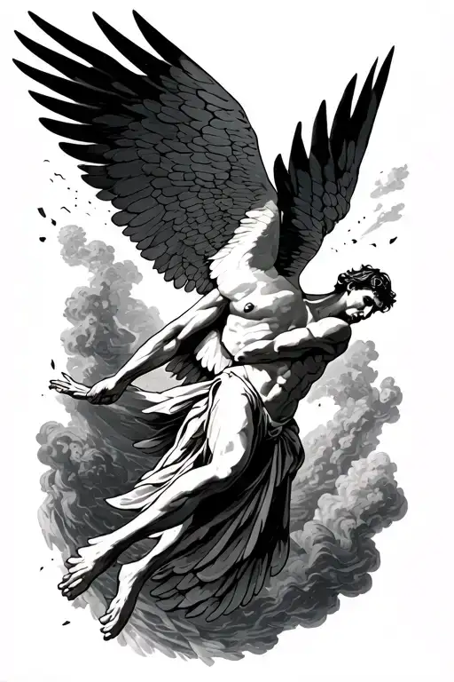 angle falling Icarus tattoo design idea