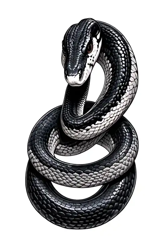 black thin snake coiled python tattoo design idea