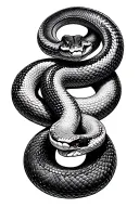 black thin snake coiled python tattoo design idea