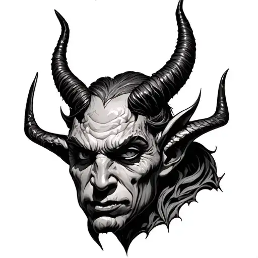 A devil who is behind the ear. tattoo design idea