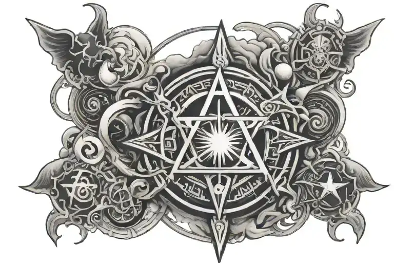 Arcane symbols incorporated tattoo design idea