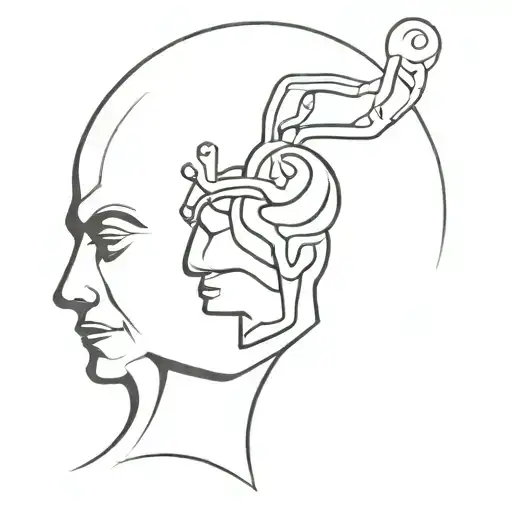 half brain half heart lifting weights tattoo design idea