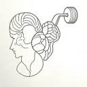 half brain half heart lifting weights tattoo design idea