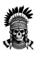 Inca warrior half face skull combined with the tumi knife of the Moche culture tattoo design idea