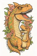 mother Dino and baby dino tattoo design idea