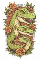 mother Dino and baby dino tattoo design idea