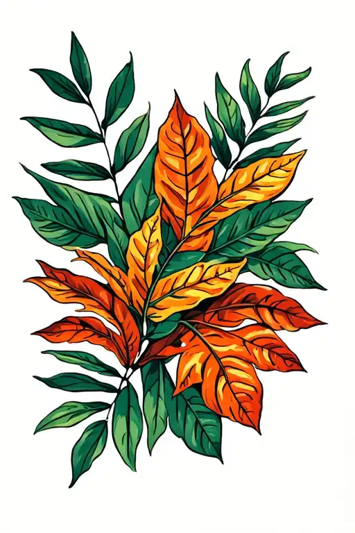 jungle leaves coming tattoo design idea