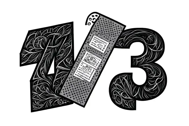 The numbers 473 all black, sharp and incorporate a bandaid in the 3 tattoo design idea