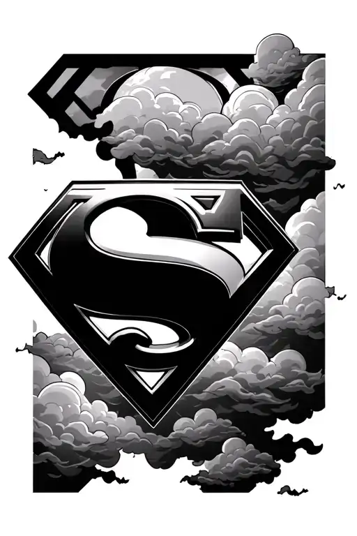 superman logo with clouds cape  tattoo design idea
