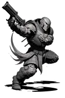 Doom slayer fighting tattoo design idea