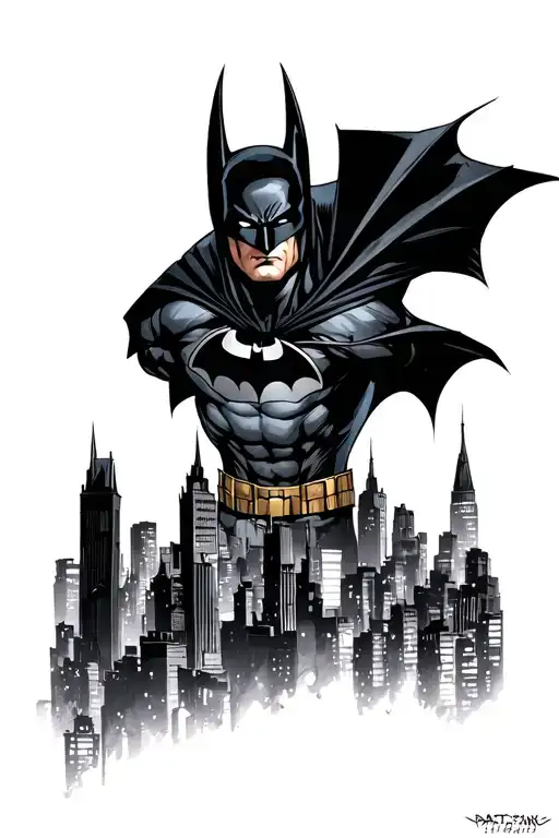 Batman watching over gotham city tattoo design idea