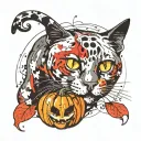 Ghost Cat pumpkin tattoo design idea