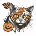 Ghost Cat pumpkin tattoo design idea