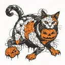 Ghost Cat pumpkin tattoo design idea