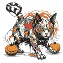 Ghost Cat pumpkin tattoo design idea