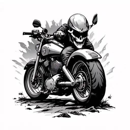 camping motorcycle adventure demonic thoughts inside my head tattoo design idea