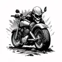 camping motorcycle adventure demonic thoughts inside my head tattoo design idea