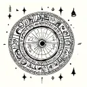 Flat earth, egyptian s h calligraphy, religious symbols tattoo design idea