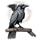 mocking raven sitting tattoo design idea