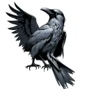 mocking raven sitting tattoo design idea