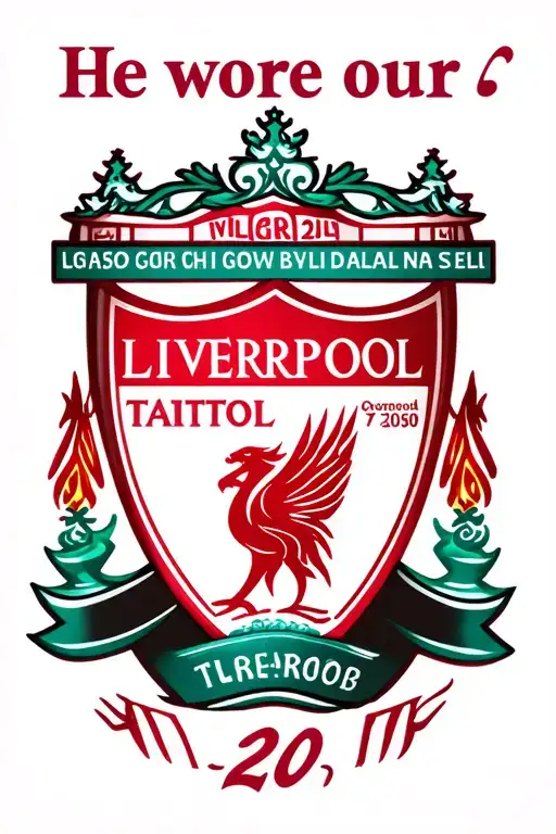 "He Wore our No.20" liverpool football crest tattoo design idea