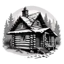 Cozy Log Cabin tattoo design idea