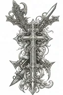 dark creepy crosses and daggers tattoo design idea