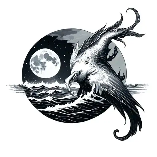 the sea in storm, a night with no moon, and the anger of a gentle man. tattoo design idea