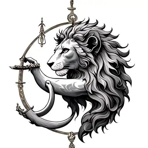 libra leo zodiac sign tattoo design idea