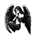 sexy angel praying tattoo design idea