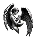 sexy angel praying tattoo design idea